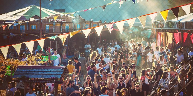 Summer open air location with circus character