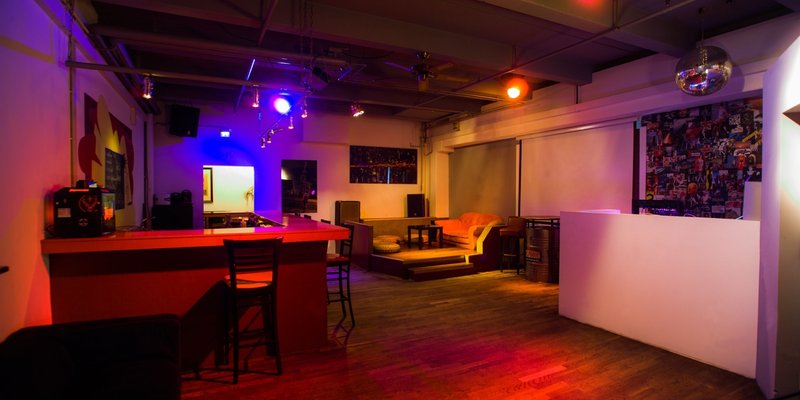 Outside industrially, in colorful, cozy