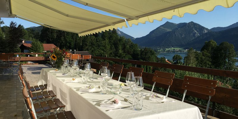 Location overlooking the Schliersee Lake and mountains
