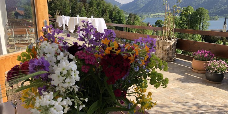 Location overlooking the Schliersee Lake and mountains