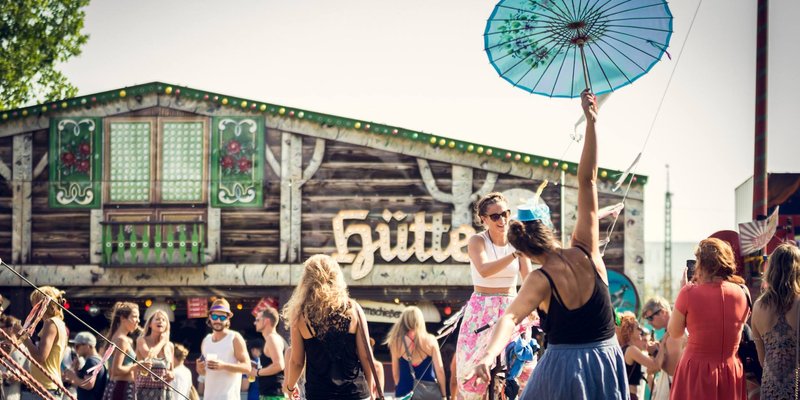 Summer open air location with circus character