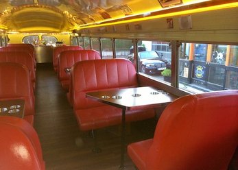 Bar and diner on the road - in the US school bus