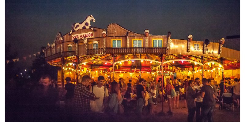 Summer open air location with circus character