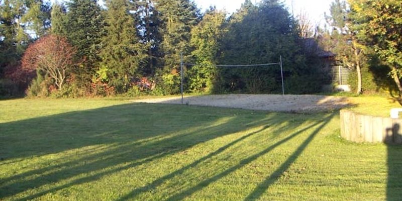 Pond site with log cabin